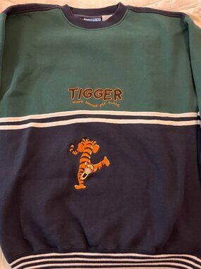 Vintage 90s Tigger Navy Blue Green Crewneck Sweatshirt XL EUC Pooh